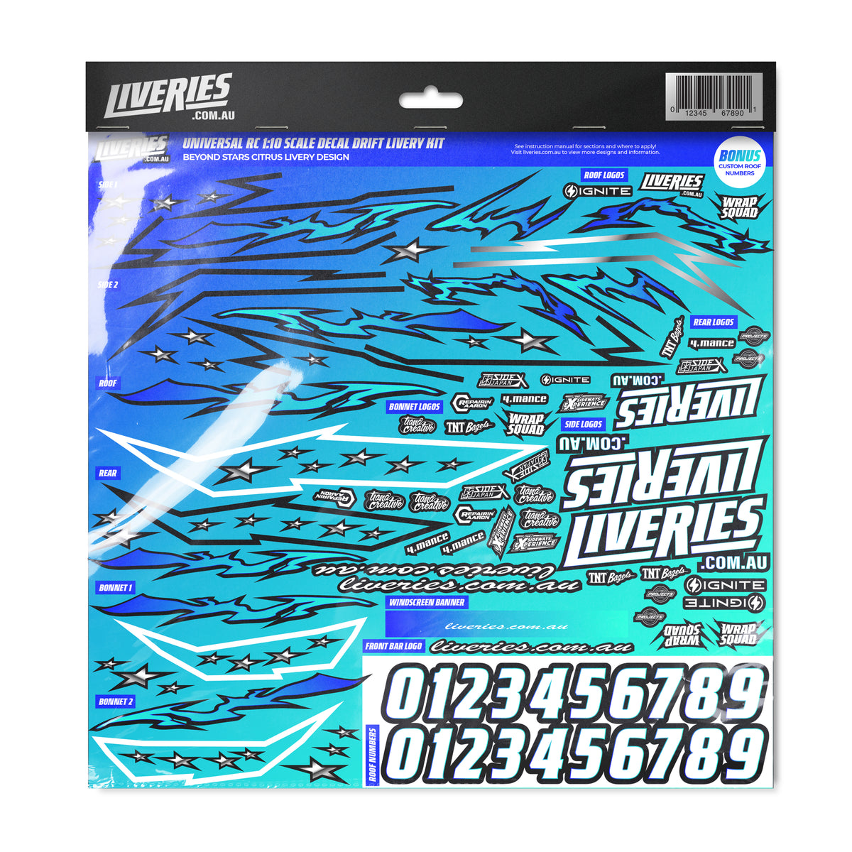 Pre-order: Beyond Stars - CITRUS RC Drift Decal Sticker Kit | Premium RC Decal Kit | 1:10 Scale - Shipping in 4-8 Weeks