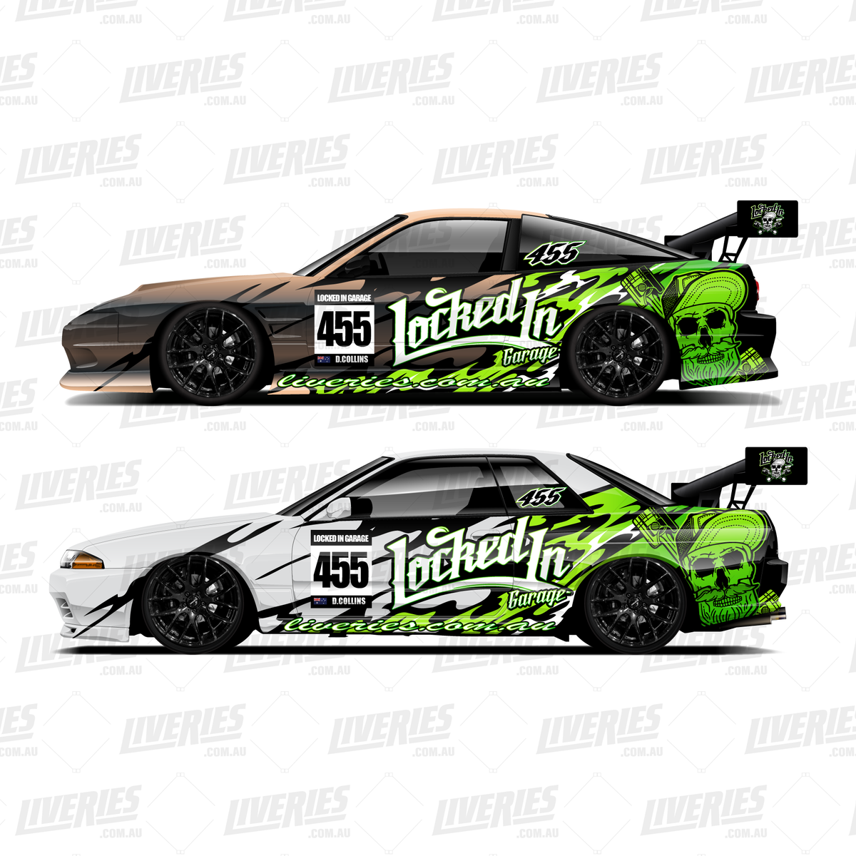 Locked In Garage - 1:10 Scale RC Drift Decal Sticker Kit | High-Impact Racing Graphics