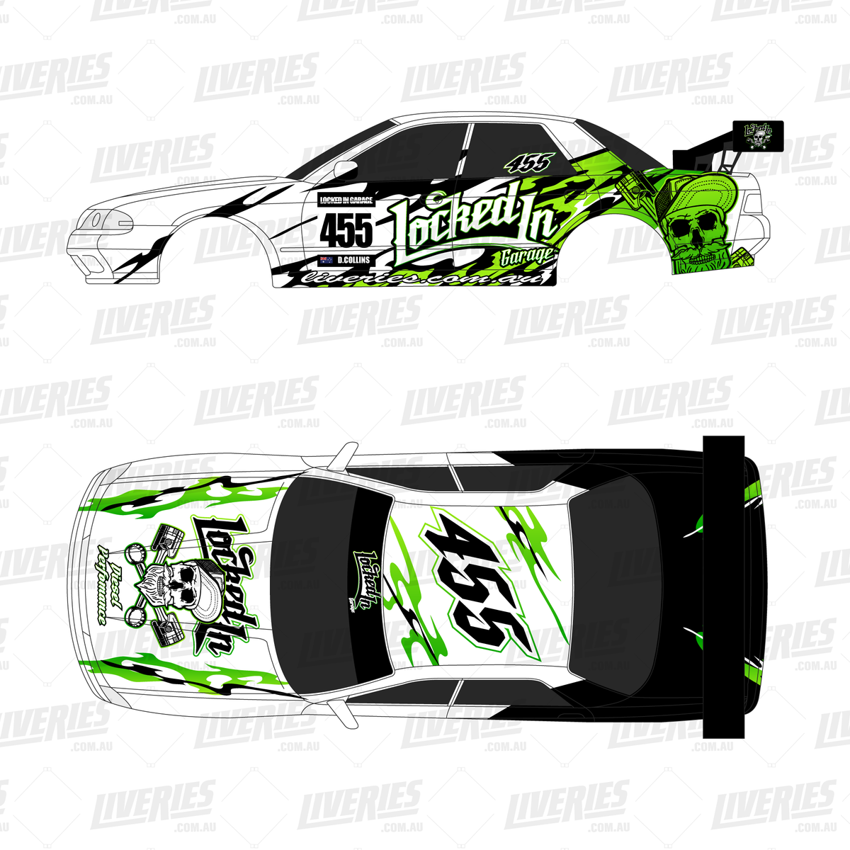 Locked In Garage - 1:10 Scale RC Drift Decal Sticker Kit | High-Impact Racing Graphics