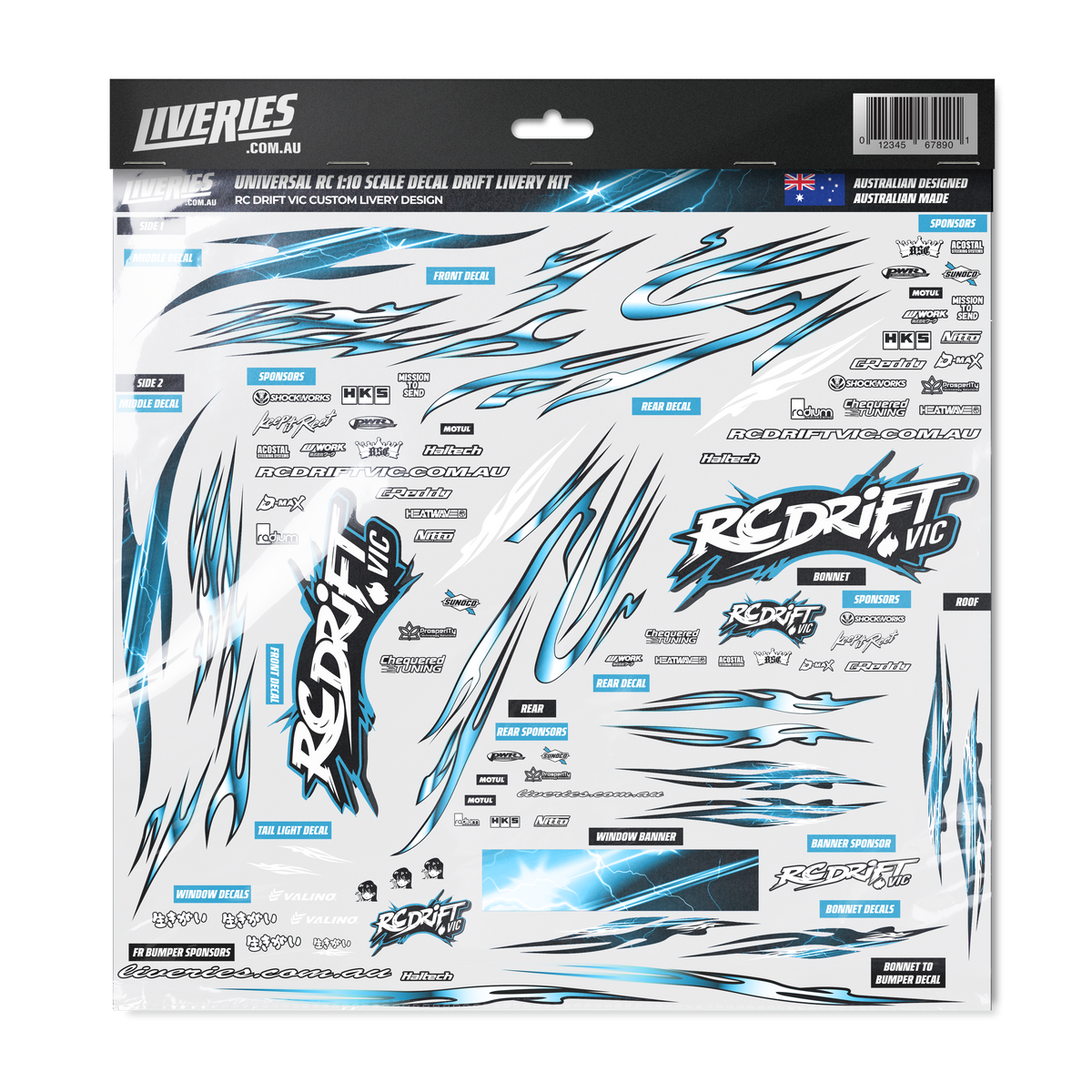 RC Drift VIC - Universal 1:10 Scale RC Drift Decal Sticker Kit | Premium Vinyl Wrap Graphics | High-Performance Livery